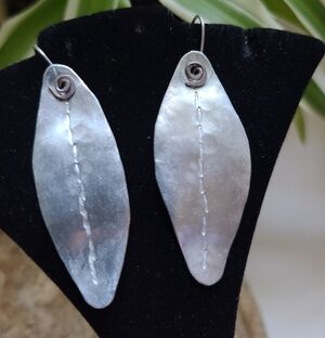 Handmade Artistan Fishhook Dangle Leaf Earrings